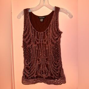 89th & Madison Burgundy Lace Tank Top